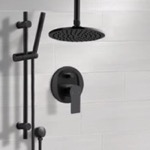 Remer SFR86 Matte Black Ceiling Rain Shower System with Handheld, Rainfall Shower Head, Shower Faucet Set